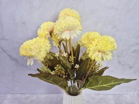 Flores artificiales 10 crisantemos pompon 